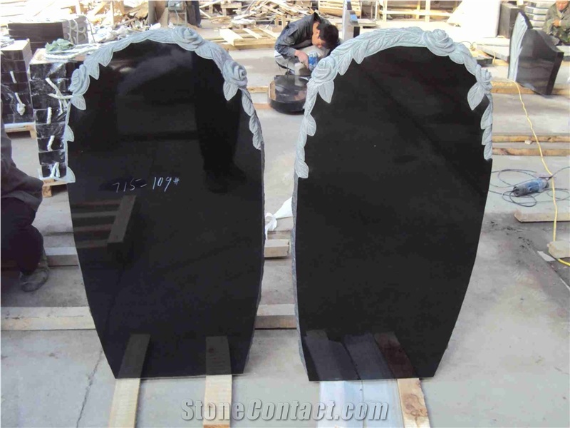 China Shanxi Black Russian Style Polished Tombstones