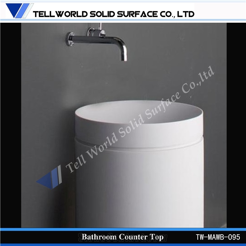 Chinese White Artificial Stone Bathroom Square Shape Sink