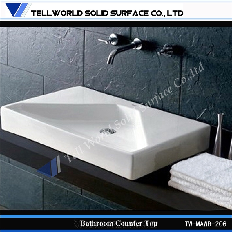 Grey Color Artificial Stone Wash Basin Fancy Shape Design Sink