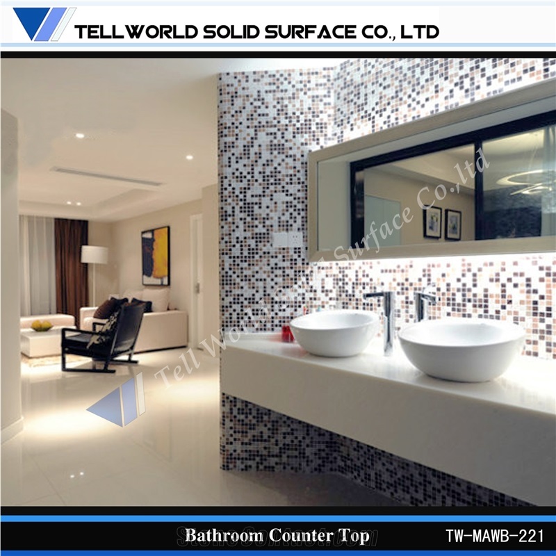 High Gloss Solid Surface Wash Sinks Wall Hung Wash Basins