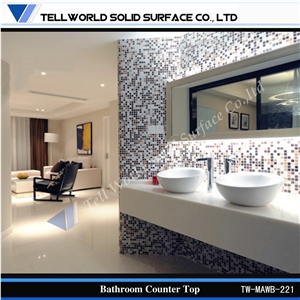 High Gloss Solid Surface Wash Sinks Wall Hung Wash Basins