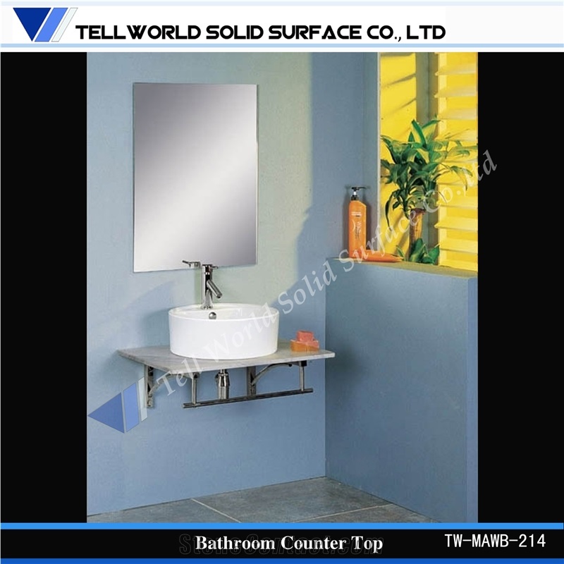 High Gloss Solid Surface Wash Sinks Wall Hung Wash Basins