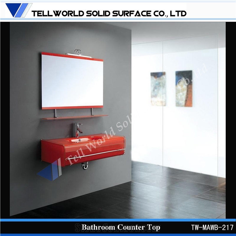 High Gloss Solid Surface Wash Sinks Wall Hung Wash Basins