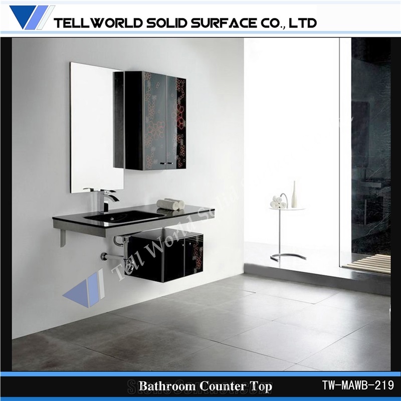 High Gloss Solid Surface Wash Sinks Wall Hung Wash Basins