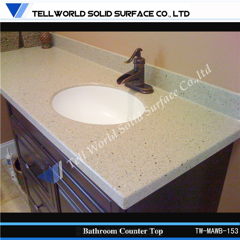 High Quality Shiny Manmade Quartz Stone Vanity Top,Artificial Stone Wash Basin