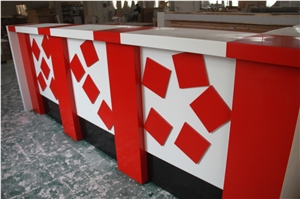 Modern Acrylic Bar Counter Red Bar Counter,Artificial Marble Counter