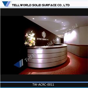 Pure Acrylic Solid Surface Reception Counter Brown Color Decoration