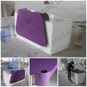 Purple and White Office Reception Desk