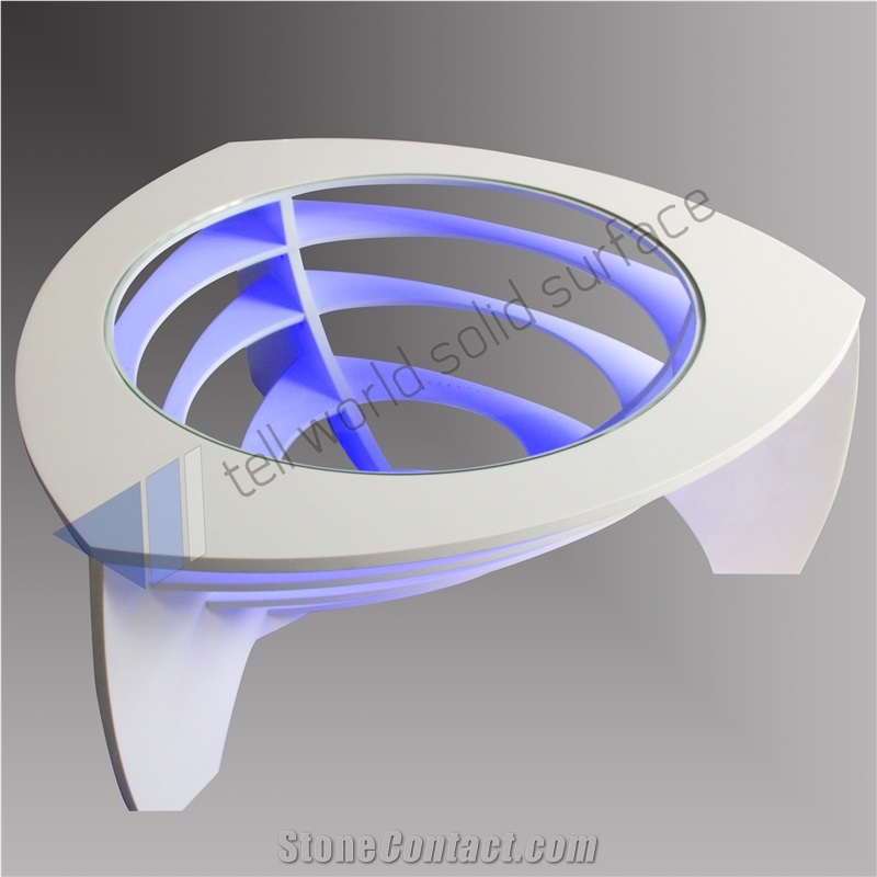 White Acrylic Crystal Led Coffee Table for Home/Office