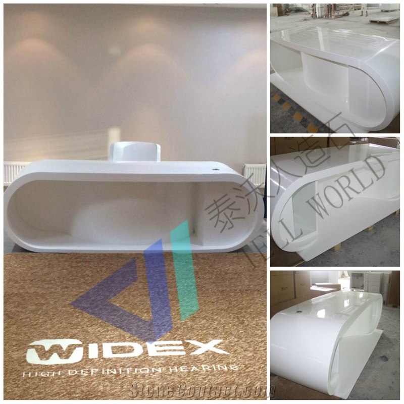 White Artificial Marble Solid Surface Reception Desk and Led Lighting