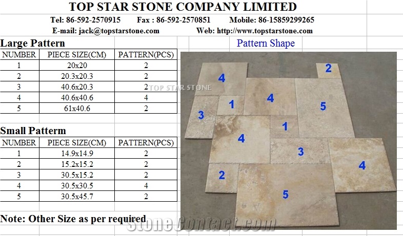 Honed Noce Travertine Versaille Pattern Tile