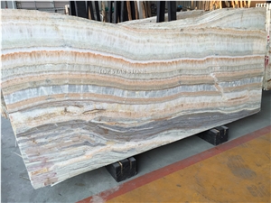 Iran Vein Cut Wood Onyx Travertine Slabs, Wooden Onyx Slabs & Tiles