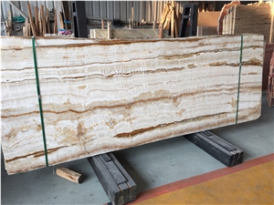 Iran Woody White Onyx Slabs & Tiles, Golden Line Onyx Slabs & Tiles