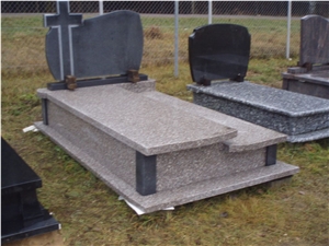 Cheap Pink Granite Gravestone with Black Granite Headstone