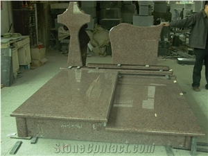 Pink Granite Cross Design Tombstone & Monument, Whole Set G664 Granite Gravestone, Hot Sell Stone Design