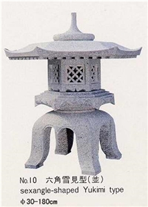 Sexangel Shaped Yukimi Type Grey Stone Lanterns