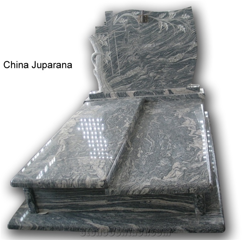 Whole Set China Juparana Granite Carving Tombstone