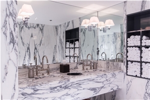 Arabescato Cervaiole Marble Hotel Bathroom Project