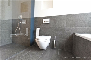 South Africa Absolute Black Granite-Flamed, Brushed Surface- Hotel Art Du Lac Bathroom Project