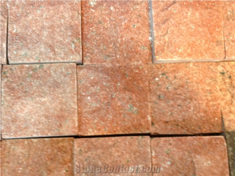 Asia Red Granite Split Face Cube Stone & Pavers,China Red Granite
