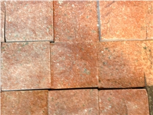 Asia Red Granite Split Face Cube Stone & Pavers,China Red Granite