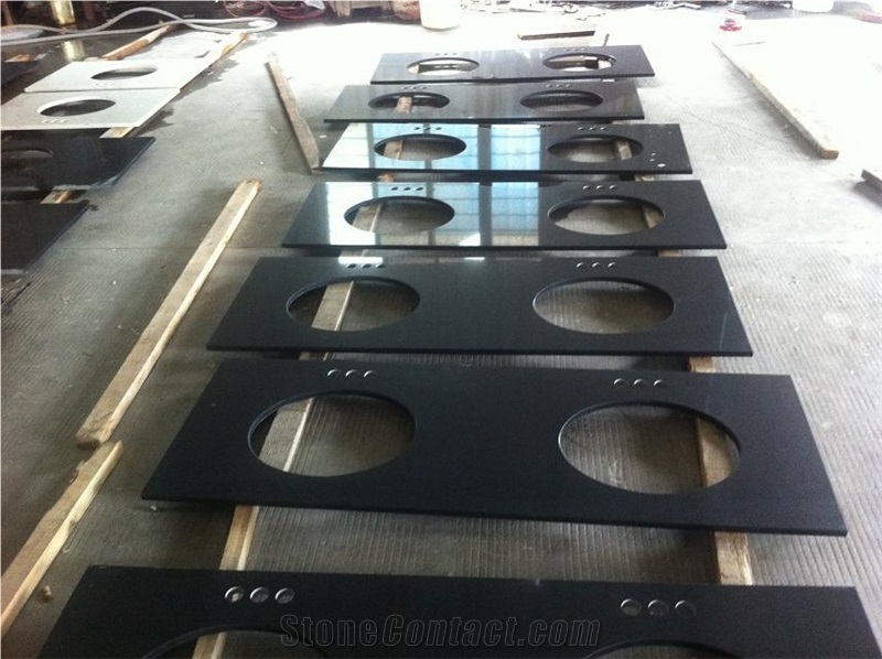 Balck Quartz Stone Vanity Tops,Black Quartz Bathroom Countertops