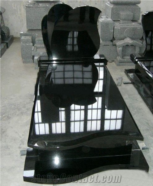 Shanxi Black Granite Western Style Monuments High Quality,China Absolutely Black Granite Tombstone