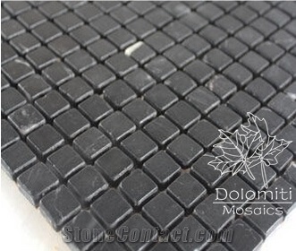 Black Marquina Marble Mosaic Tile Tumbled Mosaics in 1"X1"