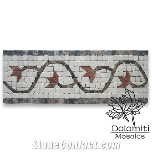 Cream Color Background- 4x11 Inch Marble Mosaic Border Pattern,Tumbled Finish