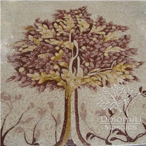 Custom Golden Tree Marble Mosaic Art Work Custom Golden Tree Marble Mosaic Art Work