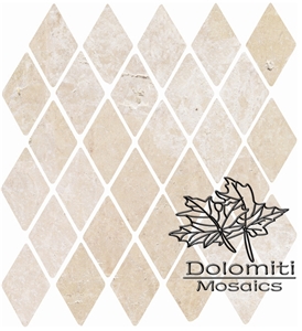 Diamond Pattern Stone Mosaic Tiles in Tumbled White Travertine Diamond Pattern Stone Mosaic Tiles in Tumbled White Travertine