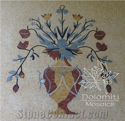 Flowers in Vase Marble Mosaic Art