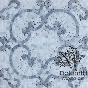 Handcrafted Stone Mosaic Tile in Carrara,Blue Stone -Hm02 Medallion
