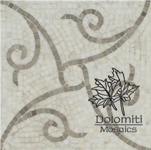 Handcrafted Stone Mosaic Tiles in Thassos White,Grey Marble Hm07 Medallion Handcrafted Stone Mosaic Tiles in Thassos White,Grey Marble Hm07 Medallion