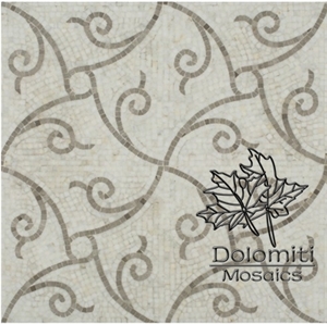 Handcrafted Stone Mosaic Tiles in Thassos White,Grey Marble Hm07 Medallion