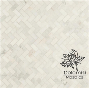 Herringbone Marble Mosaic Tiles,Bianco Dolomiti Marble in Honed Surface