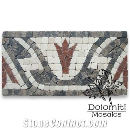 Leaf Red 4x8-Marble Mosaic Border-Tumbled