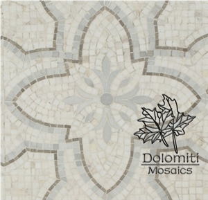 Marble Handcrafted Mosaic Tiles in Thassos White,Golden Emperador,Bluestone Hm06 Medallion