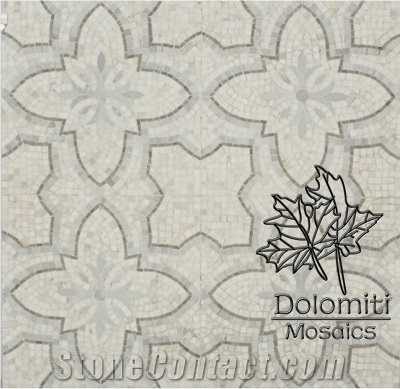 Marble Handcrafted Mosaic Tiles in Thassos White,Golden Emperador,Bluestone Hm06 Medallion