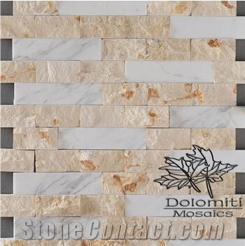 Marble Mosaic Ideas-Split Sunny Marble Mix Polished Aristone or Volakas White