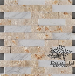 Marble Mosaic Ideas-Split Sunny Marble Mix Polished Aristone or Volakas White