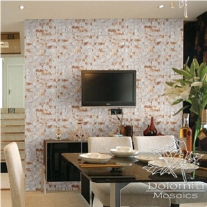 Marble Mosaic Ideas-Split Sunny Marble Mix Polished Aristone or Volakas White