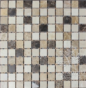 Marble Mosaic Sheet in Light Emperador and Dark Emperador and Crema Marfil