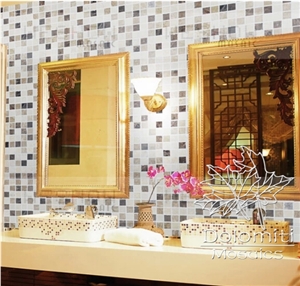 Marble Mosaic Sheet in Light Emperador and Dark Emperador and Crema Marfil