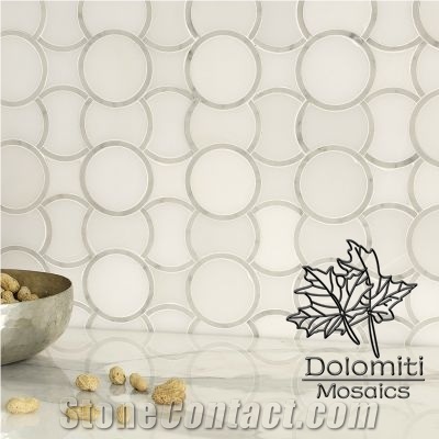 Marble Mosaic Tile by Waterjet in Thassos White,Calacatta White Wm005 Medallion