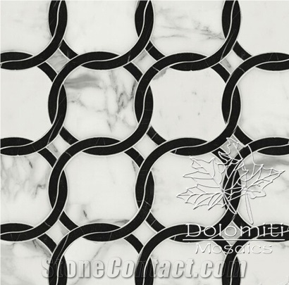 Marble Waterjet Mosaic in Calacata,Nero Marquina Wm022 Medallion