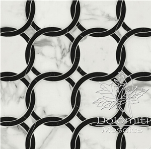 Marble Waterjet Mosaic in Calacata,Nero Marquina Wm022 Medallion Marble Waterjet Mosaic in Calacata,Nero Marquina Wm022 Medallion