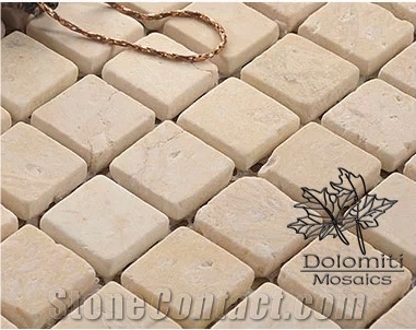 Marfil Mosaic Tiles Tumbled in 3/8"X3/8"