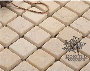 Marfil Mosaic Tiles Tumbled in 3/8"X3/8" Marfil Mosaic Tiles Tumbled in 3/8"X3/8"