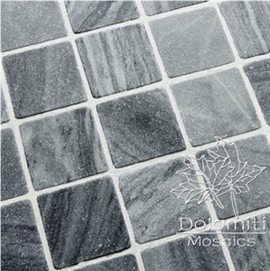 Shower Marble Mosaic Tiles in Dark Grey Marble Square 1"X1" Tumbled